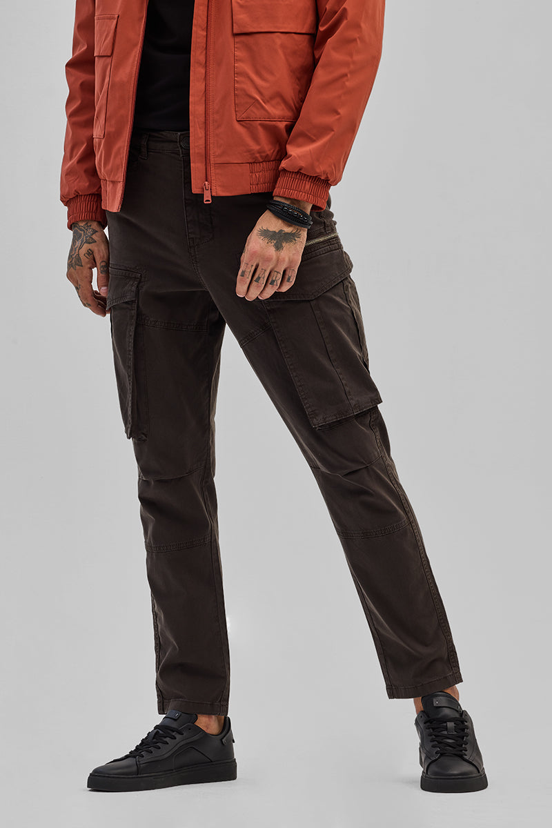 Dark Brown Relaxed Fit Cargo Pants