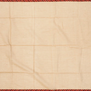 Beige Handloom Bengal Cotton Saree With Red Border