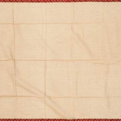 Beige Handloom Bengal Cotton Saree With Red Border