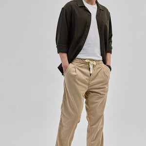 Beige Corduroy Relaxed Fit Trousers