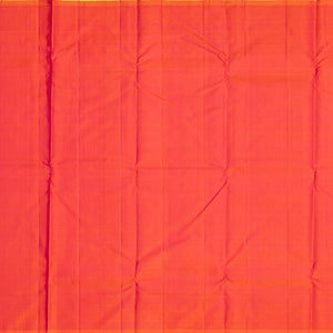 Dark Green Handloom Kanchipuram Korvai Silk Saree With Peach Border