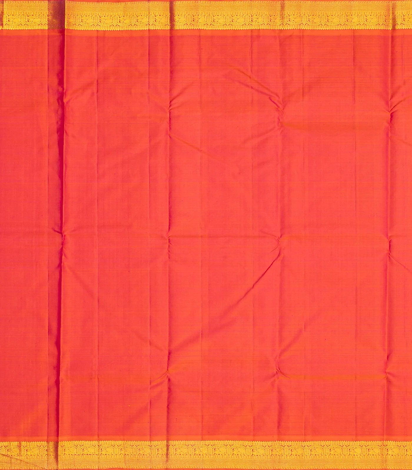 Dark Green Handloom Kanchipuram Korvai Silk Saree With Peach Border