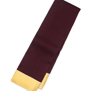 Maroon Handloom Kanchipuram Korvai Silk Saree With Cream Border