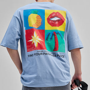 Shine Rejoice Vibe Light Blue Oversized T-Shirt
