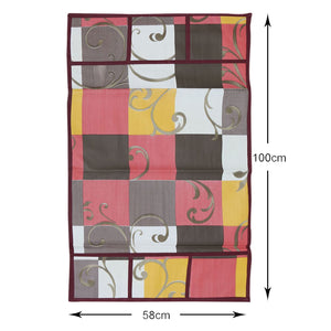 Kuber Industries Multicheck Printed PVC Fridge Top Cover with 6 Utility Side Pockets (Multicolor)