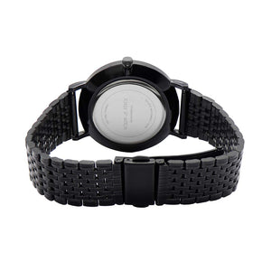 Joker & Witch Stainless Steel Morticia & Gomez Couple Analogue Watches, Black Dial, Rose Gold Band