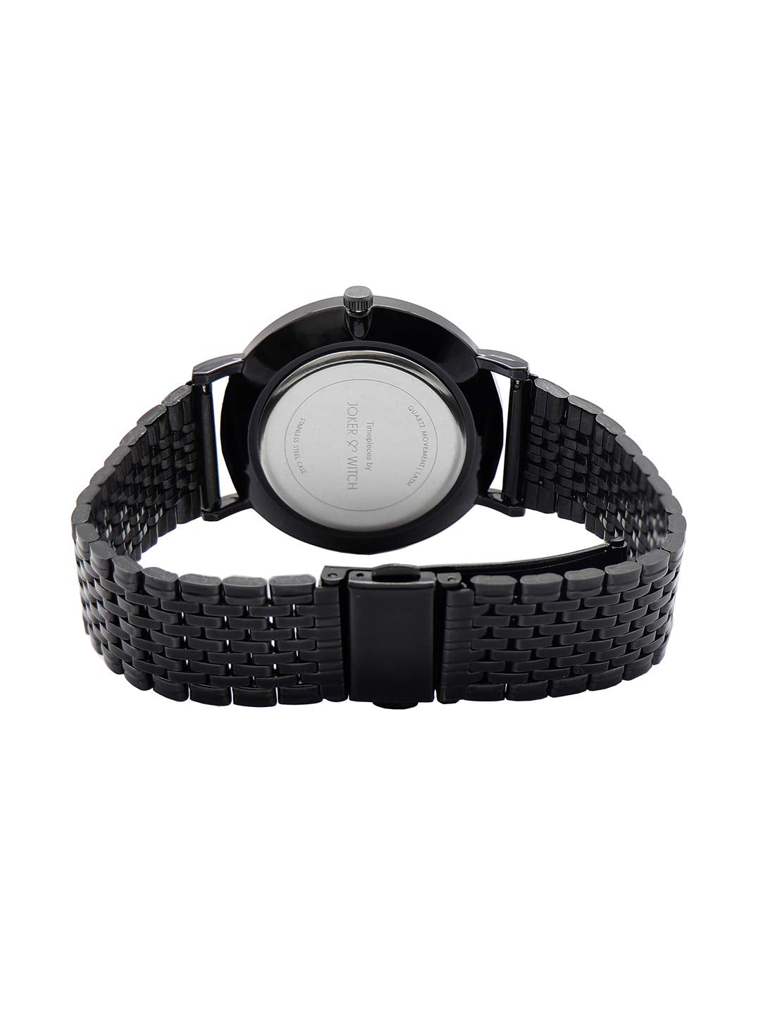Joker & Witch Stainless Steel Morticia & Gomez Couple Analogue Watches, Black Dial, Rose Gold Band