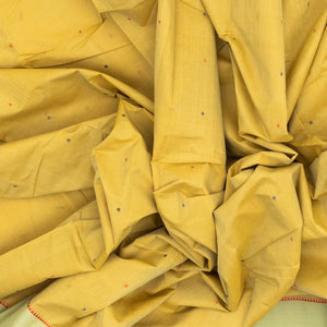 Sandal Handloom Kanchi Cotton Saree With Coin Buttas