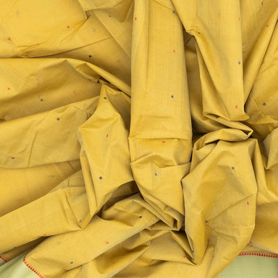 Sandal Handloom Kanchi Cotton Saree With Coin Buttas