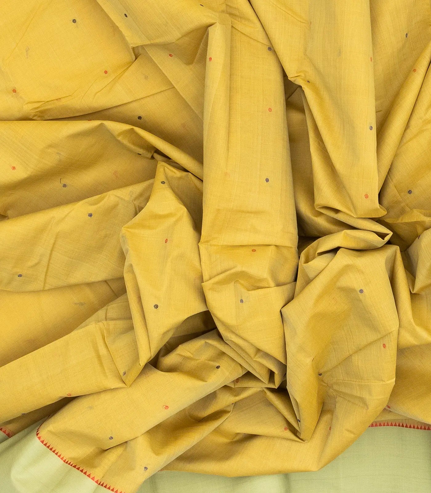 Sandal Handloom Kanchi Cotton Saree With Coin Buttas