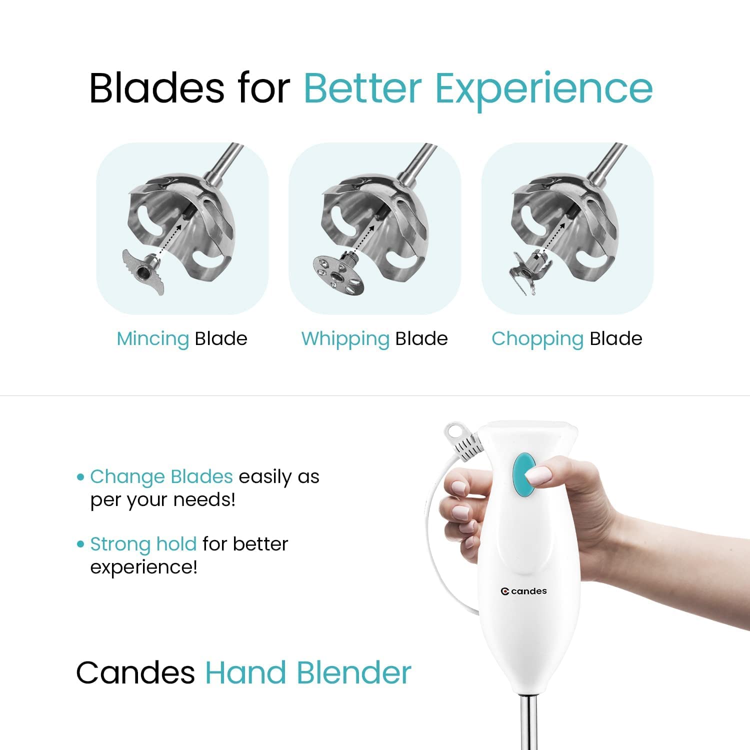 Candes 250W Hand Blender + 1000 Watt Electric Dry Iron + Quick Hand Stainless Steel Vegetable & Fruits Chopper (Super Combo)