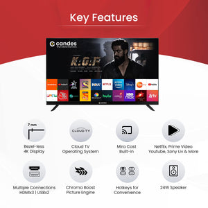 Candes 108 cm (43 inch) Ultra HD 4K Smart Android Based TV 2022 Edition with Voice Remote (CTPL43EF1SU4K)
