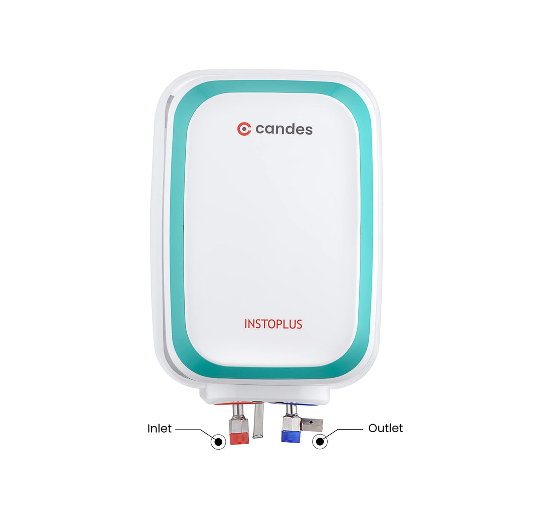 Candes 10 Litre InstoPlus Automatic Storage ISI Approved Vertical Electric Water Heater (Geyser) 5 Star Rated with Installation Kit & Special Anti Rust Body, (White) 2KW