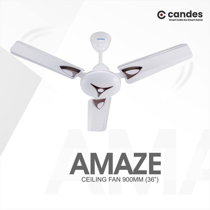 Candes Amaze 900mm /36 inch High Speed Anti-dust Decorative 5 Star Rated Ceiling Fan 440 RPM with 2 Years Warranty (Pack of 2, Ivory)