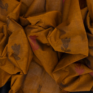 Oil Mustard Handloom Rasipuram Cotton Saree With Floral Buttas