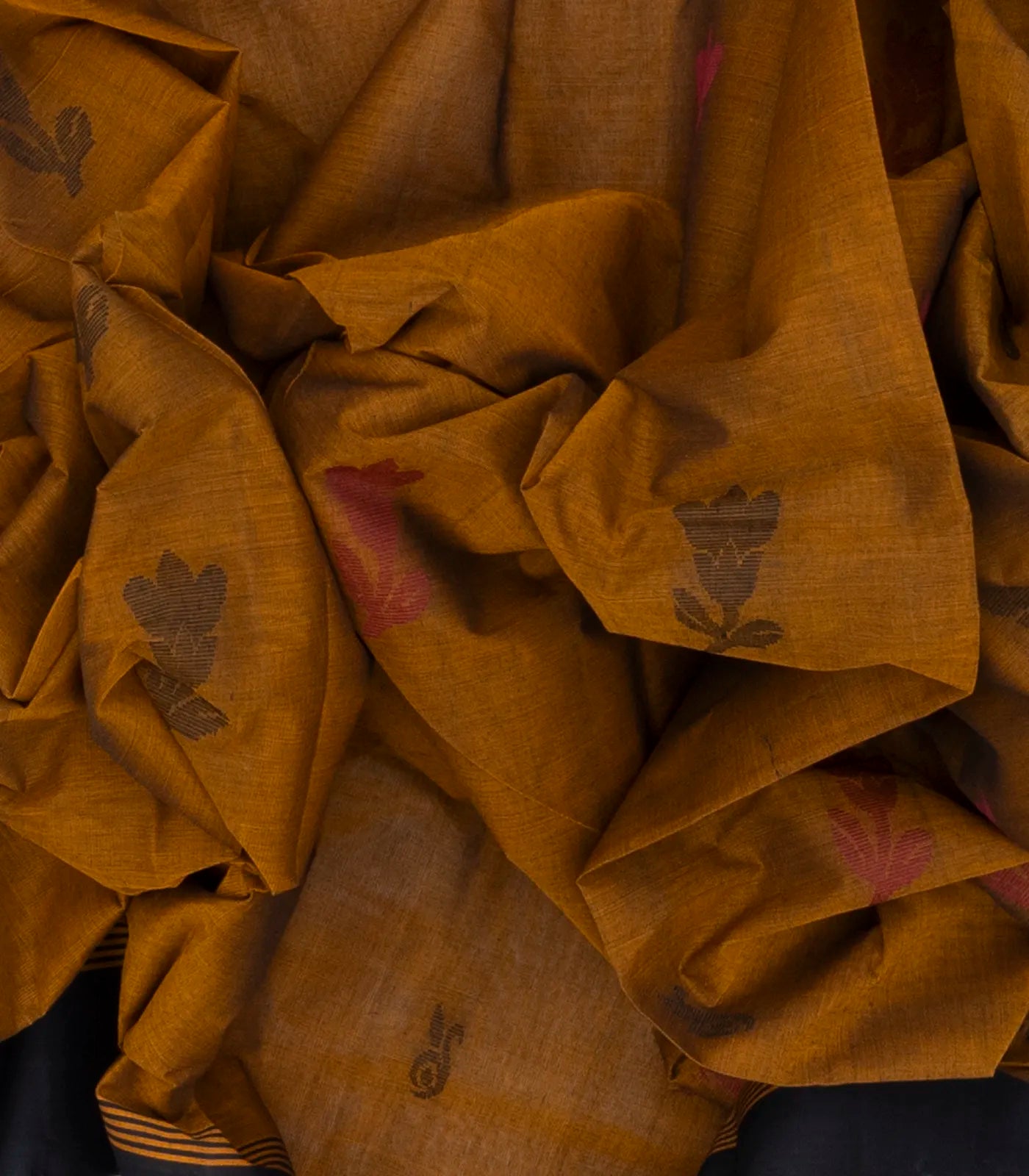 Oil Mustard Handloom Rasipuram Cotton Saree With Floral Buttas