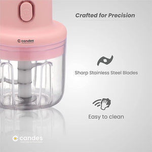 Candes Photon Electric Mini Chopper with USB | Portable Small Food Processor for Garlic/Chili/Ginger/Onion