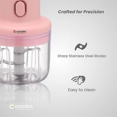 Candes Photon Electric Mini Chopper with USB | Portable Small Food Processor for Garlic/Chili/Ginger/Onion