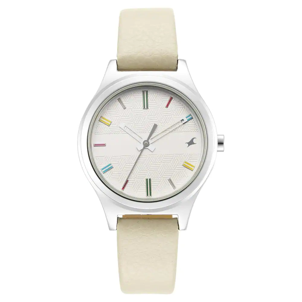 Stunners 2.0 Silver Dial Analog Grey Leather