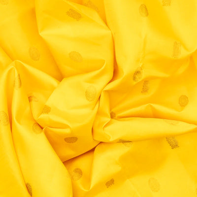 Yellow Handloom Kanchipuram Korvai Silk Saree With Annam Buttas