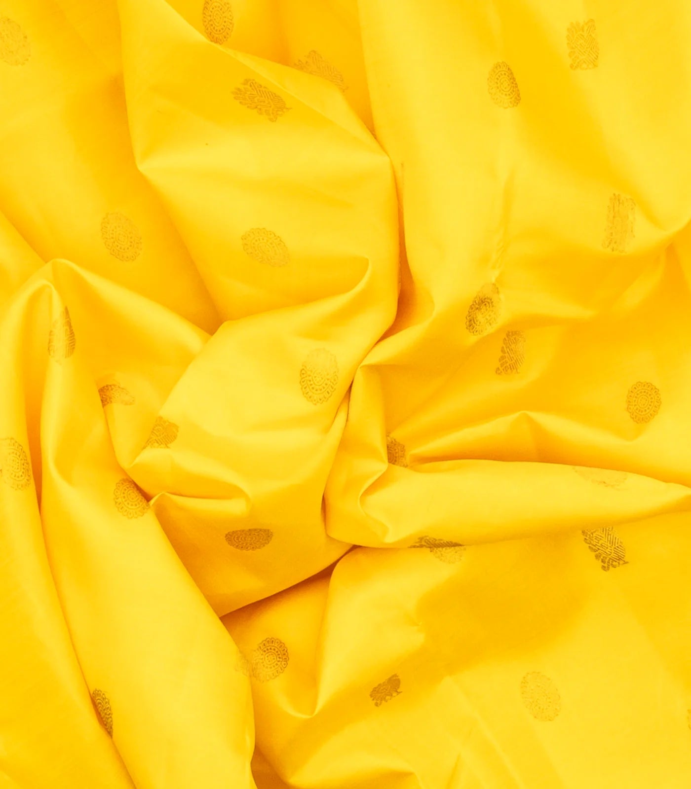 Yellow Handloom Kanchipuram Korvai Silk Saree With Annam Buttas