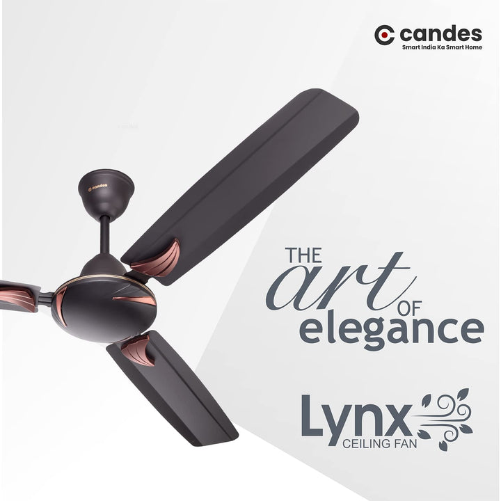 Candes Lynx High Speed Anti-dust Decorative 5 Star Rated Ceiling Fan 2 Yrs Warranty (1200MM, Coffee Brown)