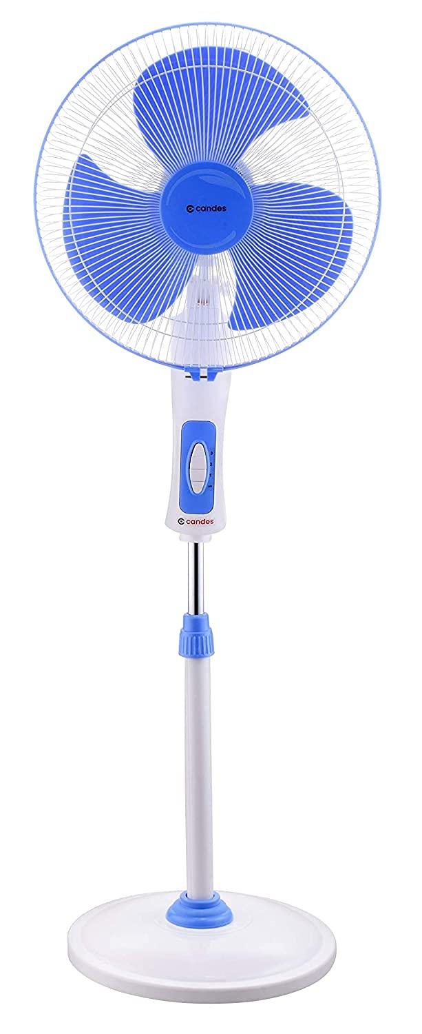 Candes Platine 400mm 3 Blade Automatic Oscillation Pedestal Fan With 2 Years Warranty (White Blue)