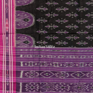 Black Purple Maniabandha Odisha Ikat Cotton Saree