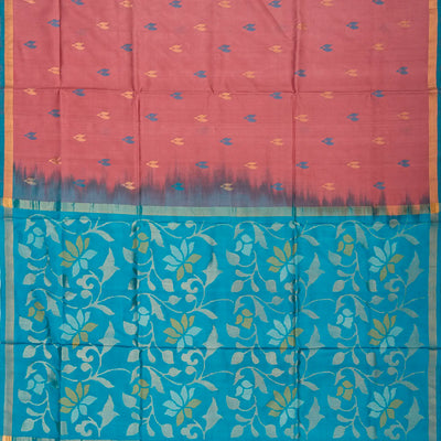 Dusty Pink Handloom Uppada Silk Saree With Floral Buttas