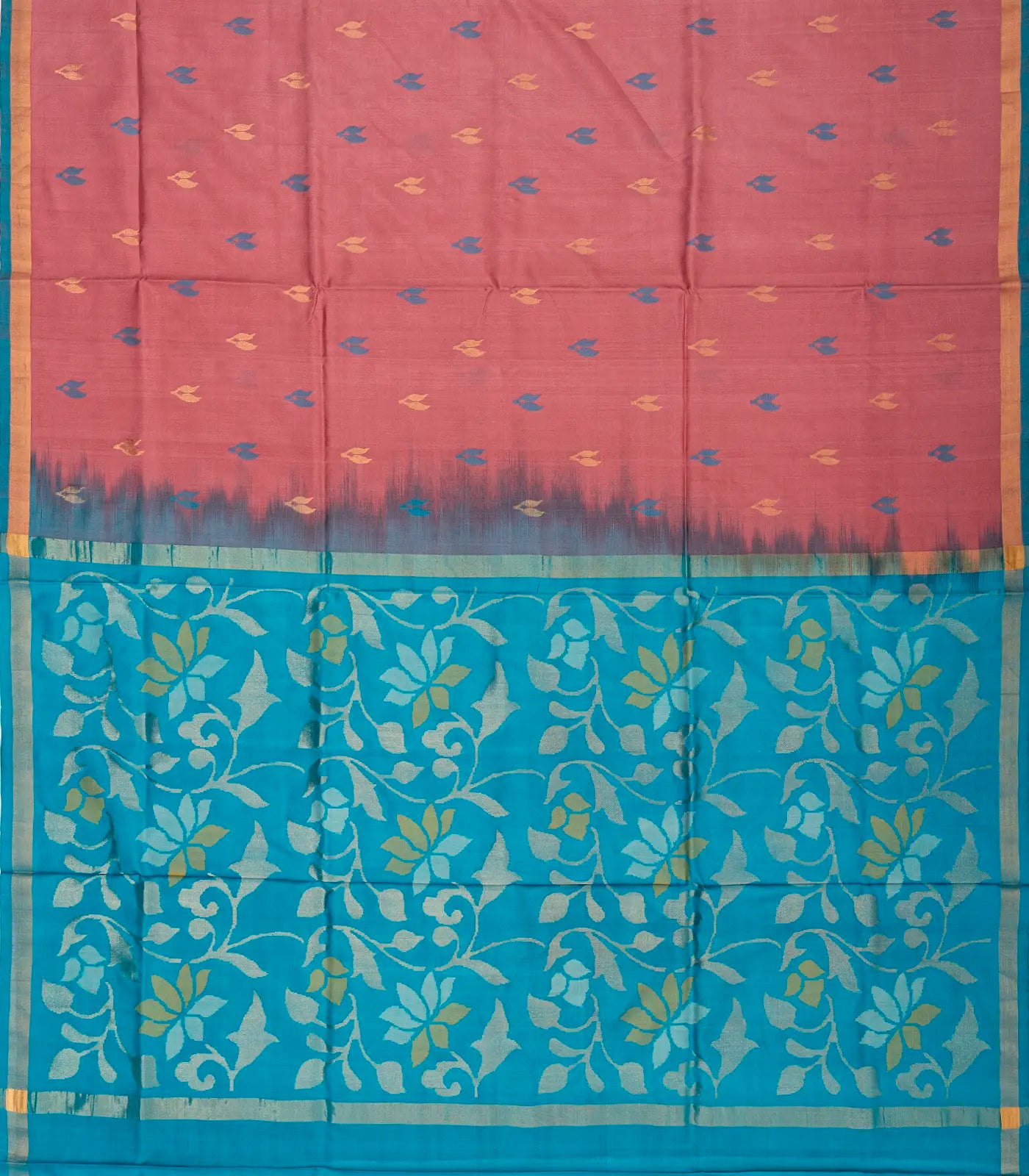 Dusty Pink Handloom Uppada Silk Saree With Floral Buttas