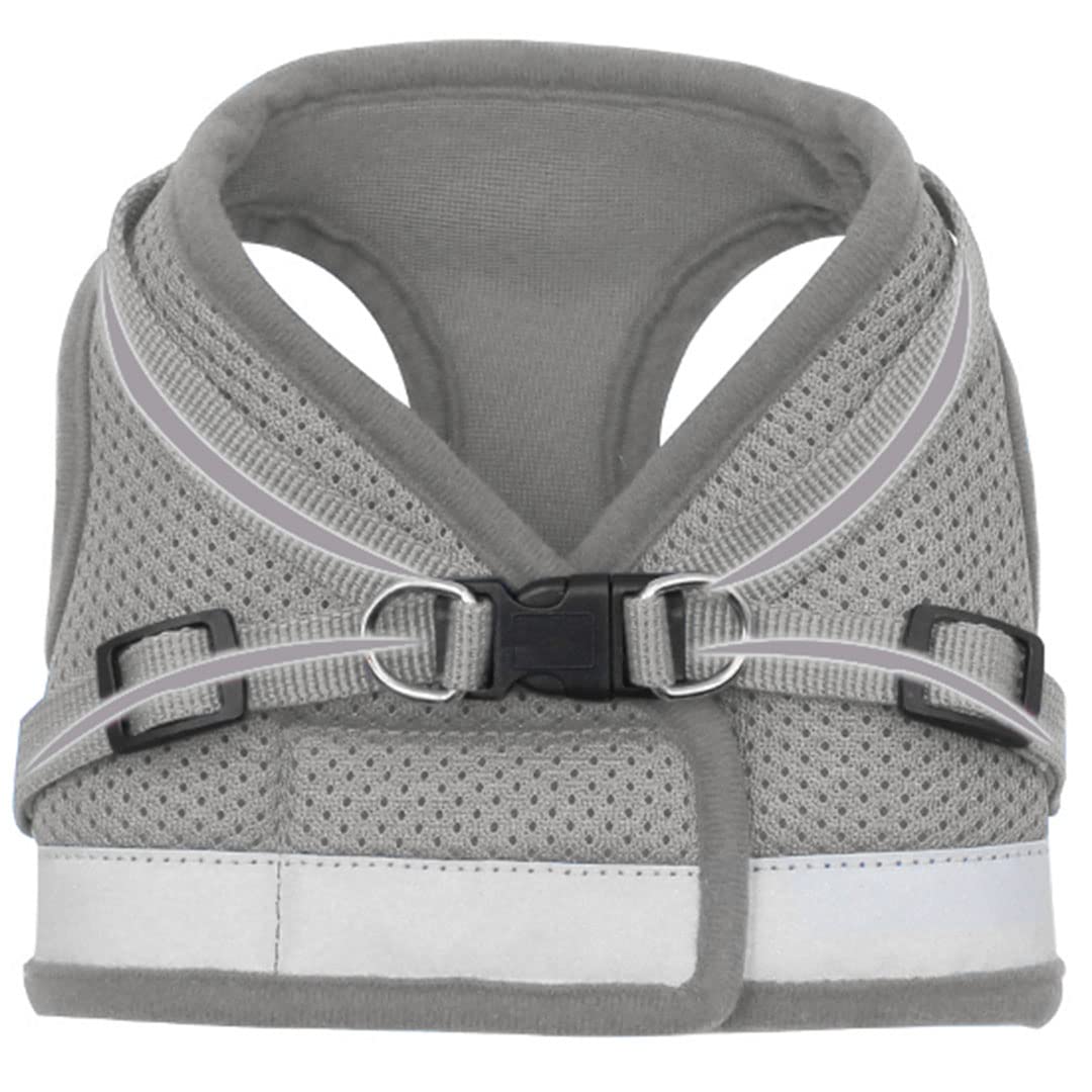 Homestic Reflective Dog Harness with Adjustable Leash|Breathable Polyester Mesh Fabric |XL Size|HT-844|Comfortable No-Pull Grip|Quick Release Buckles|Easy On - Easy Off Harness|Grey