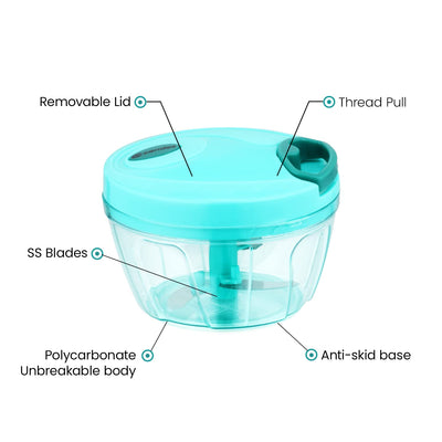 Candes Quick Hand Stainless Steel Blades, Vegetable & Fruits Chopper - Green