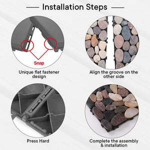 Cheston Tiles for Floor with Interlocking I Pebble Floor Tiles I Weather & Water Resistant I Tiles for Garden, Balcony & Poolside I 12" X 12" Deck Tiles (Set of 1, Multi-colour Stones)