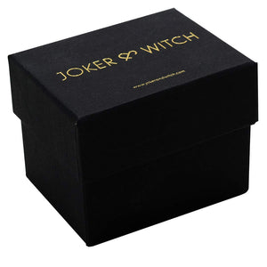 Joker & Witch Stainless Steel Morticia & Gomez Couple Analogue Watches, Black Dial, Rose Gold Band
