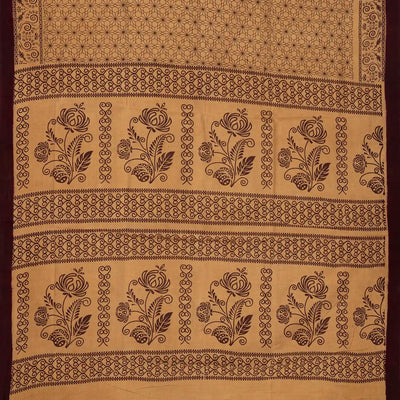 Beige Sungudi Cotton Saree With Floral Motifs