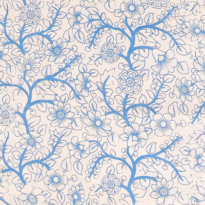 Blue floral machine-printed kalamkari cotton saree, floral border & peacock pallu