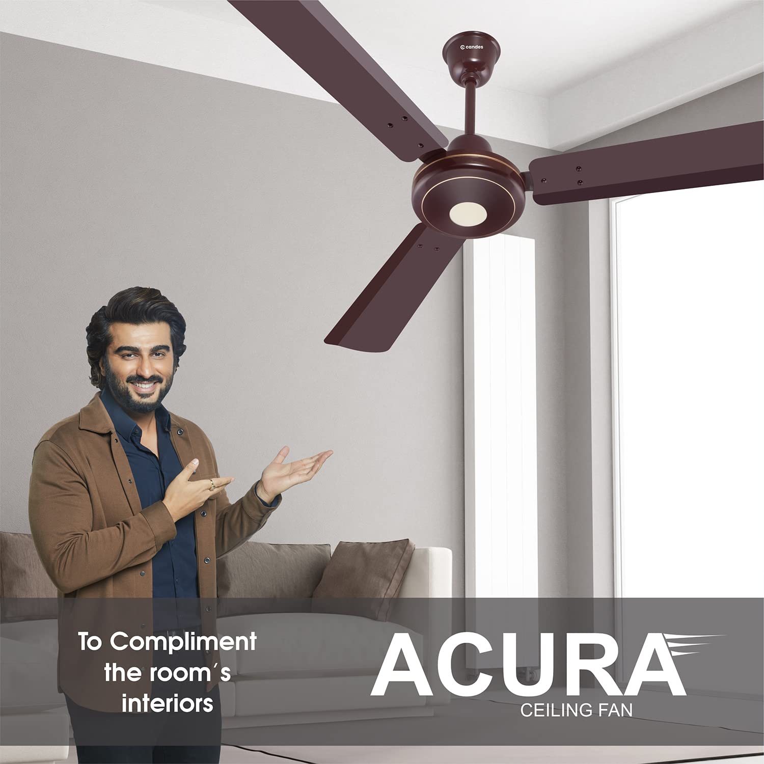 Candes Acura BLDC 5 Star Energy Saving High Speed Ceiling Fan For Home with Remote, 1200 mm (Acura-Brown)