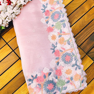 Pure Organza Embroidery work Saree