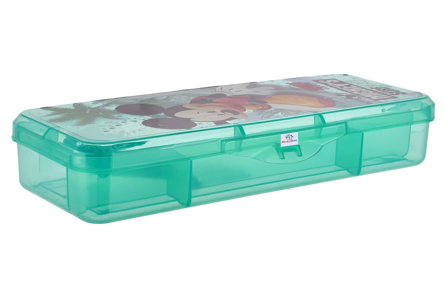 Heart Home Micky Mouse Printed Tranasparent Plastic Pencil Box for Kids (Green), Pack of 1 (HS39HEARTH022661)