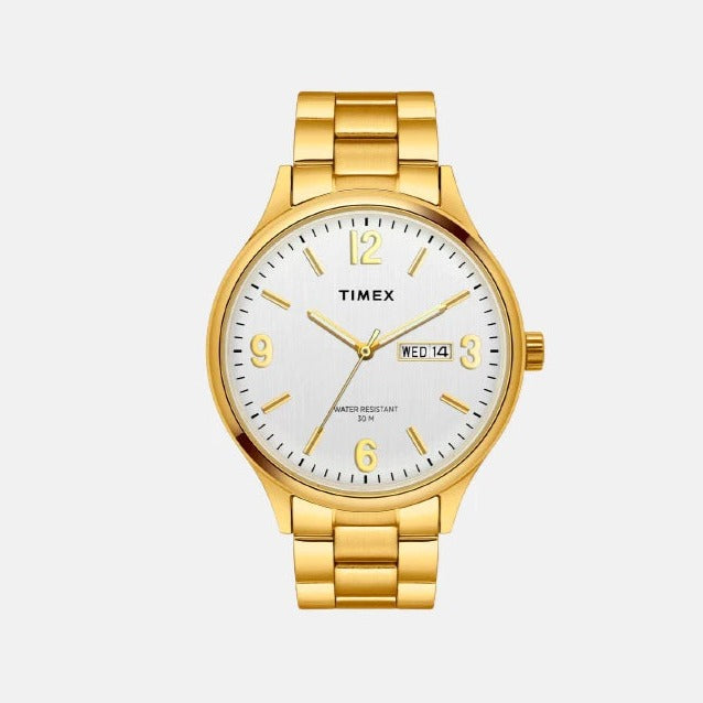 Fashion Men Quartz Silver Dial Analog Stainless Steel Watch TWEG18421