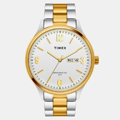 Fashion Men Quartz Silver Dial Analog Stainless Steel Watch TWEG18422
