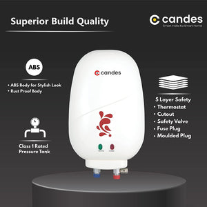 Candes Geyser 1 Litre | 2 Years Warranty | Water Heater For Home, Water Heater, Instant Geyser, Instant Water Heater, Water Geyser, Heater For Water Heating, Electric Geyser, 3000 W - Insta (Ivory)
