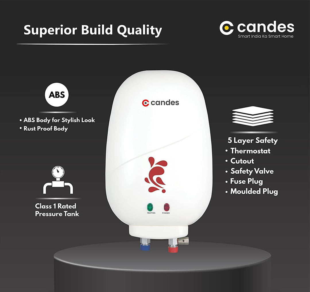 Candes Geyser 1 Litre | 2 Years Warranty | Water Heater For Home, Water Heater, Instant Geyser, Instant Water Heater, Water Geyser, Heater For Water Heating, Electric Geyser, 3000 W - Insta (Ivory)