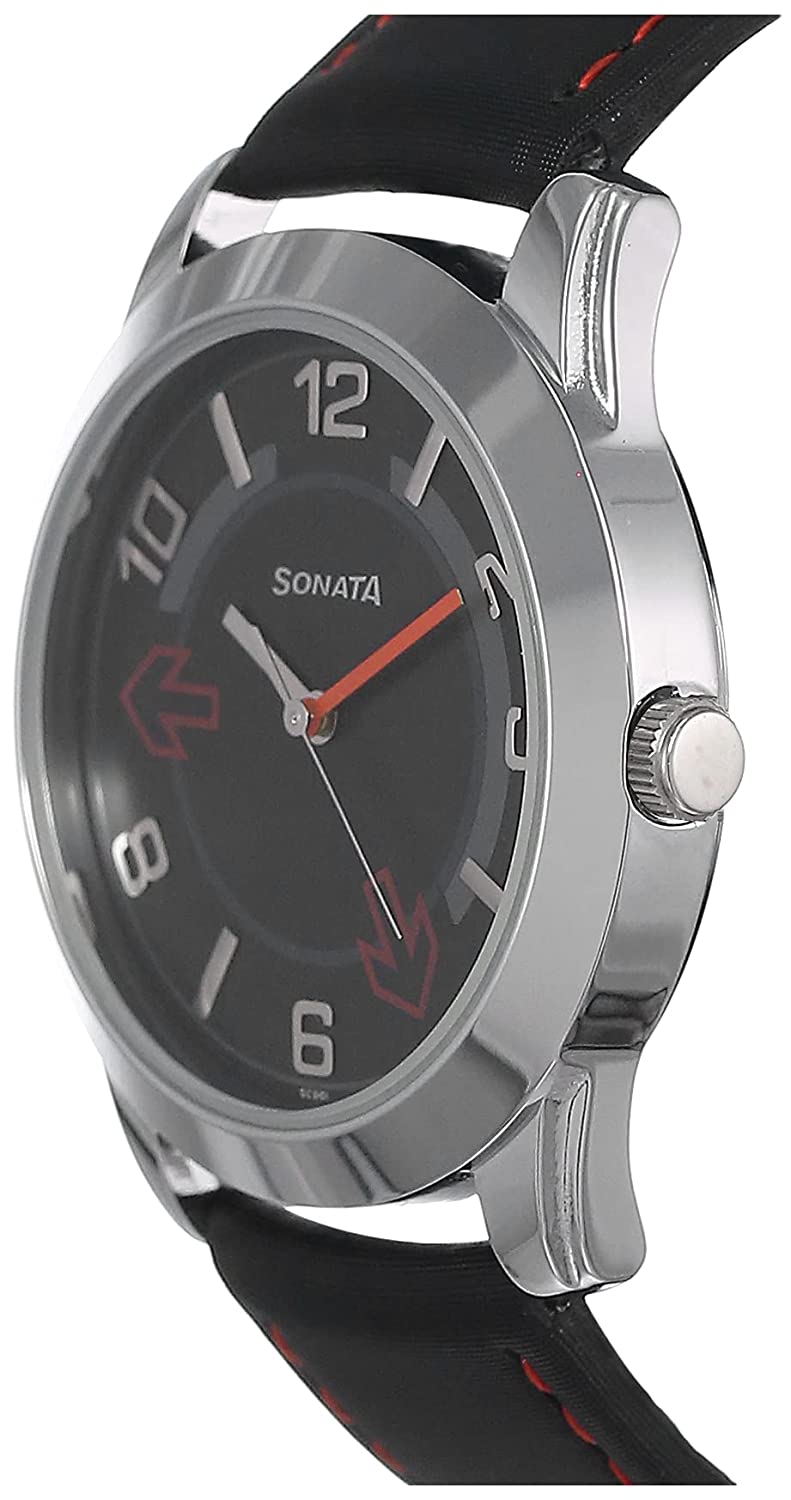 Yuva Black Dial & Black Leather Strap