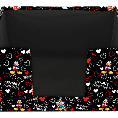 Kuber Industries Non-Woven Mickey Mouse Print Foldable Shirt Stacker/Wardrobe Organizer For Shirts, Sarees, Lehengas With Handle Pack of 3 (Black) 54KM4185