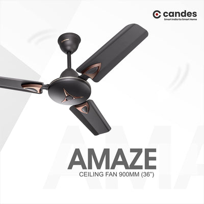 Candes Amaze 900mm High-Speed Decorative Ceiling Fans for Home | BEE 3 Star Rated 405 RPM Anti-Dust | 2 Years Warranty (Coffee Brown) Pack of 1