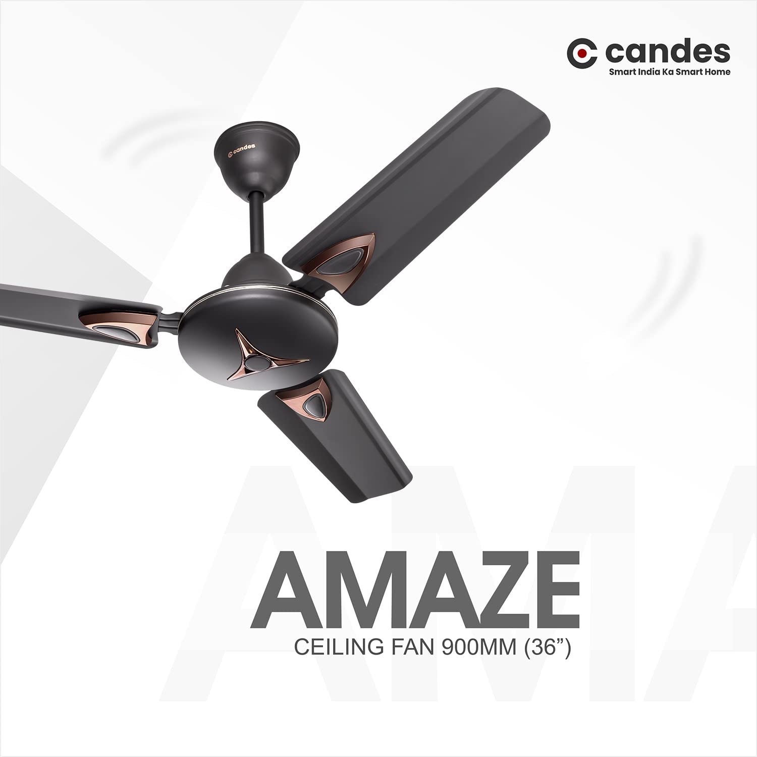 Candes Amaze 900mm High-Speed Decorative Ceiling Fans for Home | BEE 3 Star Rated 405 RPM Anti-Dust | 2 Years Warranty (Coffee Brown) Pack of 1