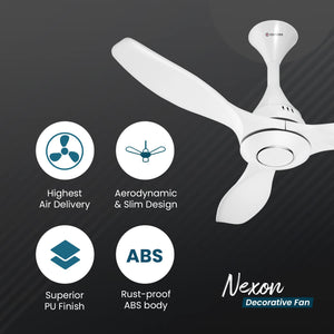 Candes Nexon High Speed 1200 mm / 48 inch Designer Ceiling Fan with 2 Yrs. Warranty (White)