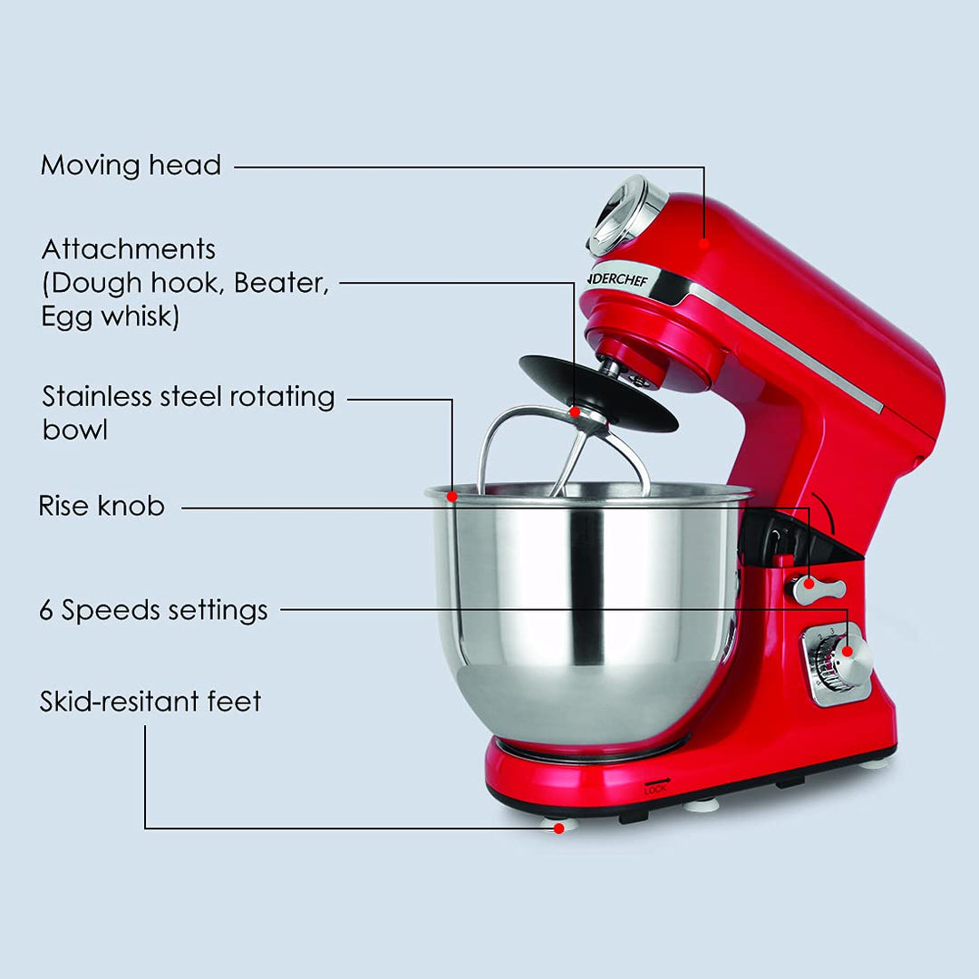 Crimson Edge Die-Cast Metal Stand Kitchen Mixer