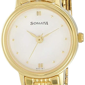 Sonata White Dial & Golden Stainless Steel Strap